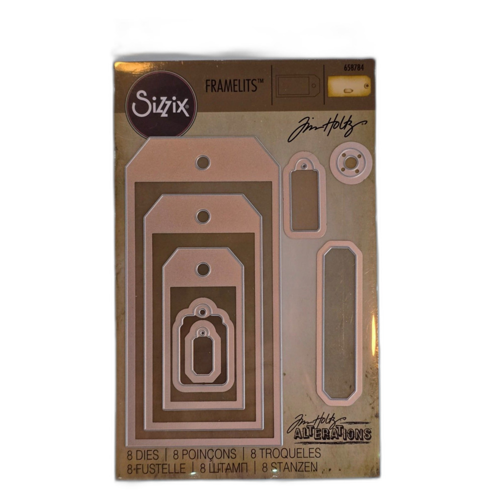 NEW Sizzix Tim Holtz Framelits Tag Collection 8 Dies 658784 Alterations